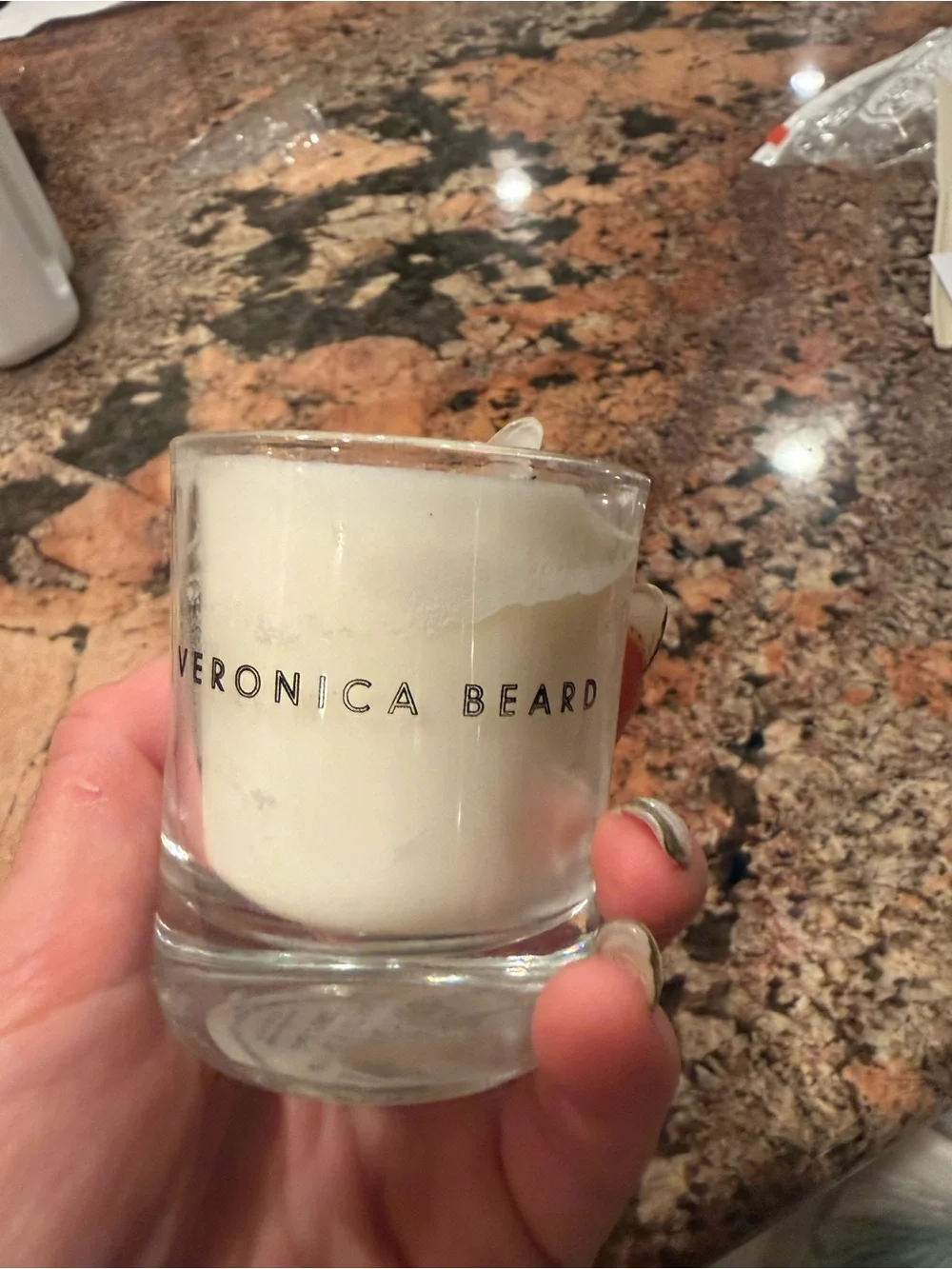 Veronica Beard White Candle in Clear Glass Vessel
